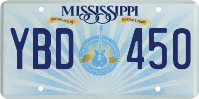MS license plate YBD450