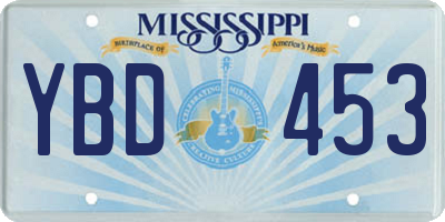 MS license plate YBD453