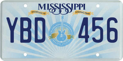 MS license plate YBD456