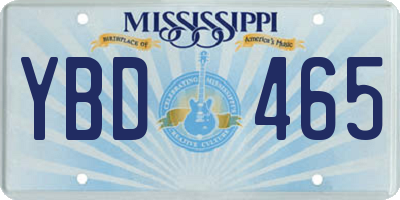 MS license plate YBD465