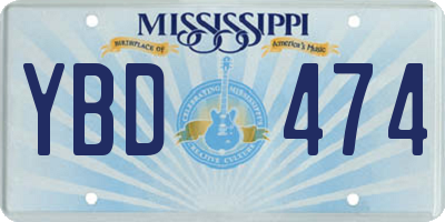 MS license plate YBD474