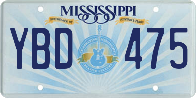 MS license plate YBD475
