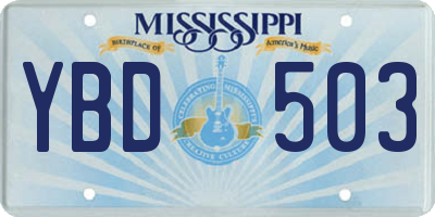 MS license plate YBD503