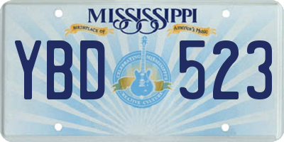 MS license plate YBD523
