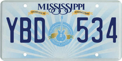 MS license plate YBD534