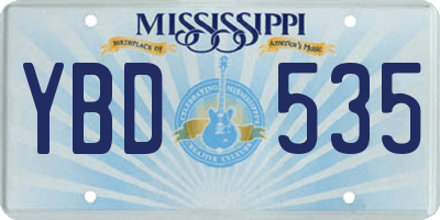 MS license plate YBD535