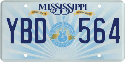 MS license plate YBD564