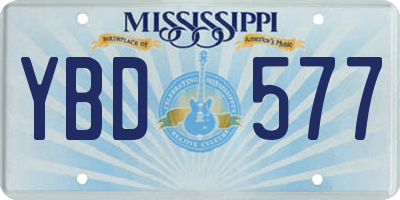MS license plate YBD577