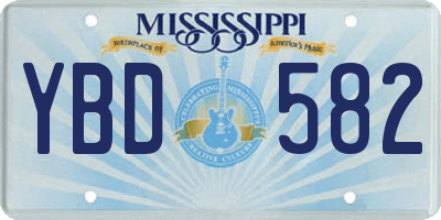 MS license plate YBD582