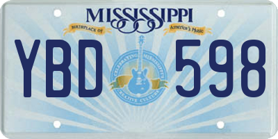MS license plate YBD598