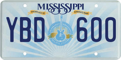 MS license plate YBD600