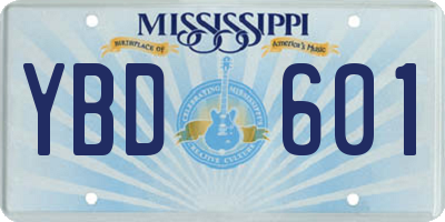 MS license plate YBD601