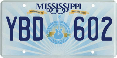 MS license plate YBD602
