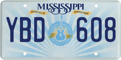 MS license plate YBD608