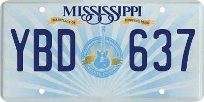 MS license plate YBD637