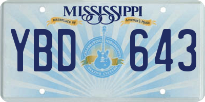 MS license plate YBD643