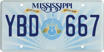 MS license plate YBD667