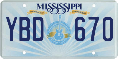 MS license plate YBD670