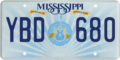 MS license plate YBD680