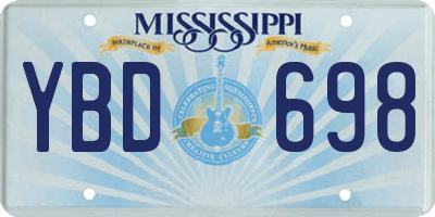 MS license plate YBD698