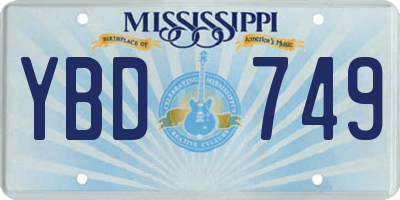 MS license plate YBD749