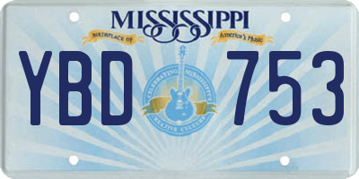 MS license plate YBD753