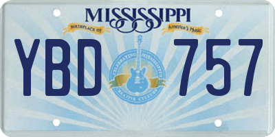 MS license plate YBD757