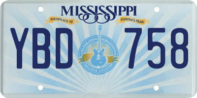 MS license plate YBD758