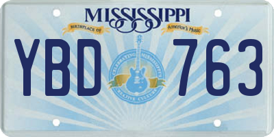 MS license plate YBD763