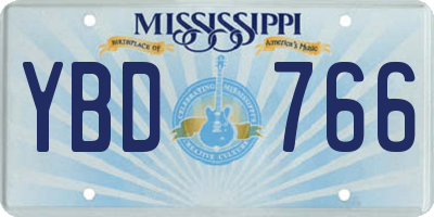 MS license plate YBD766