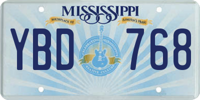 MS license plate YBD768