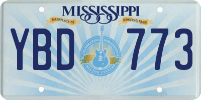 MS license plate YBD773