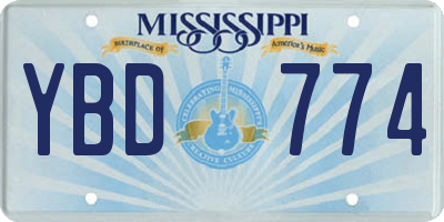 MS license plate YBD774