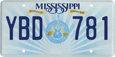 MS license plate YBD781