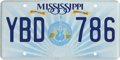 MS license plate YBD786
