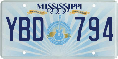 MS license plate YBD794