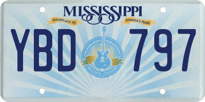 MS license plate YBD797