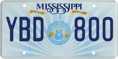 MS license plate YBD800