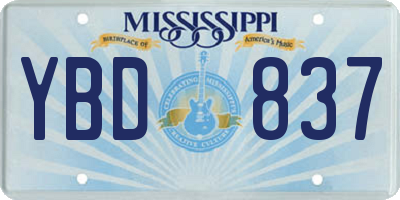 MS license plate YBD837