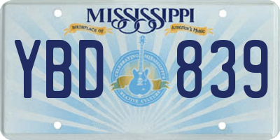 MS license plate YBD839