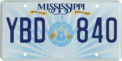 MS license plate YBD840