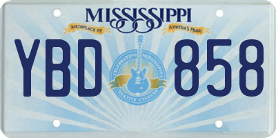 MS license plate YBD858