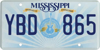 MS license plate YBD865