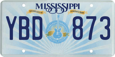 MS license plate YBD873