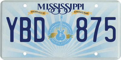MS license plate YBD875