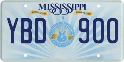 MS license plate YBD900