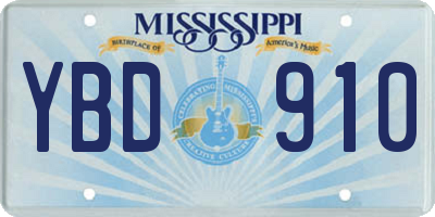 MS license plate YBD910