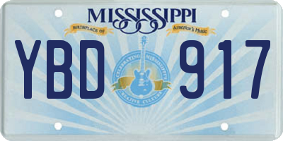 MS license plate YBD917