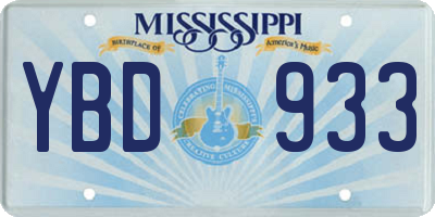 MS license plate YBD933