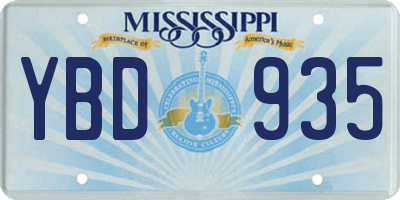 MS license plate YBD935
